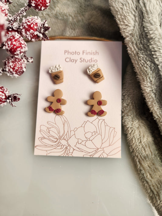 Gingerbread Latte With Cold Foam Stud Earrings